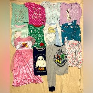 Set of 11 Girls Pajamas Size 6